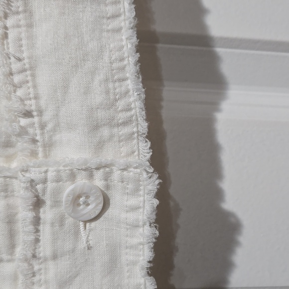 TOMMY BAHAMA WOMEN'S TWO PALMS RAW EDGE 100% LINEN JACKET SMALL WHITE - Picture 8 of 14